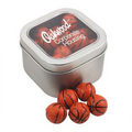 Large Window Tin with Chocolate Basketballs